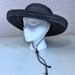 San Diego Hat Co. Mixed Braid Kettle Brim Sun Hat Gray Black Travel Summer Pool
